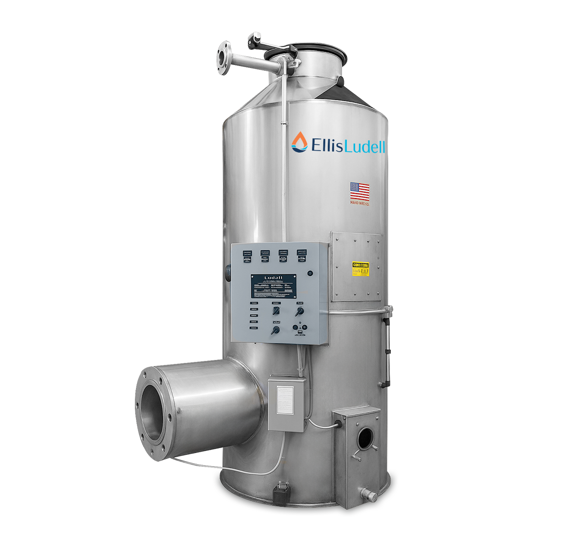 Direct contact water heater unit for industrial process hot water applications